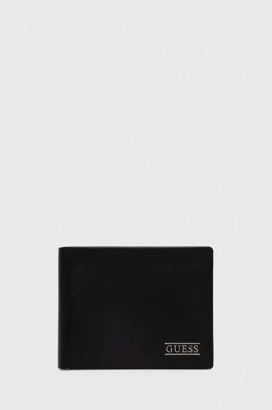 μαύρο Δερμάτινο πορτοφόλι Guess Ανδρικά