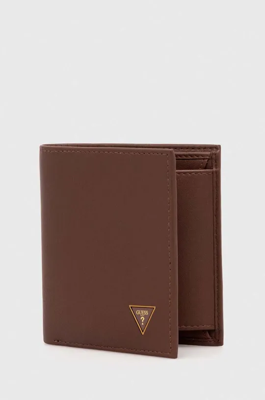 Шкіряний гаманець Guess коричневий