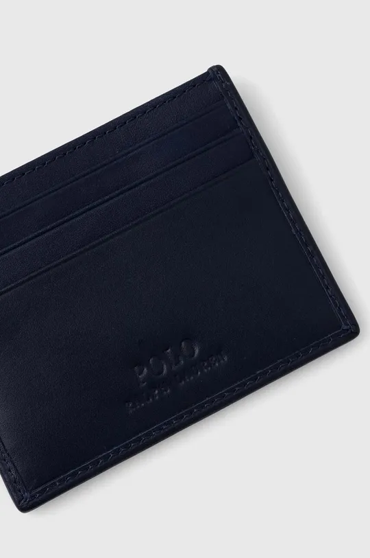 Шкіряний чохол на банківські карти Polo Ralph Lauren темно-синій