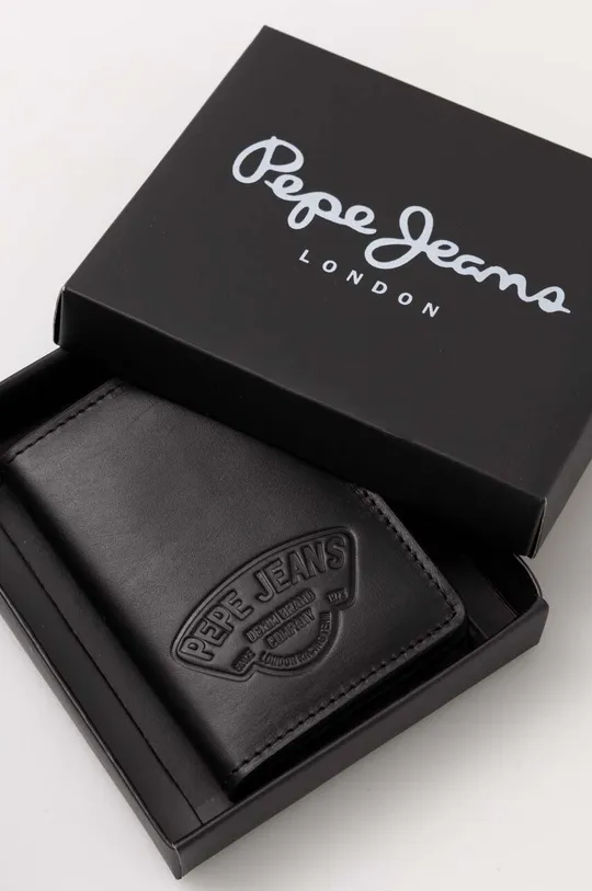 μαύρο Δερμάτινο πορτοφόλι Pepe Jeans