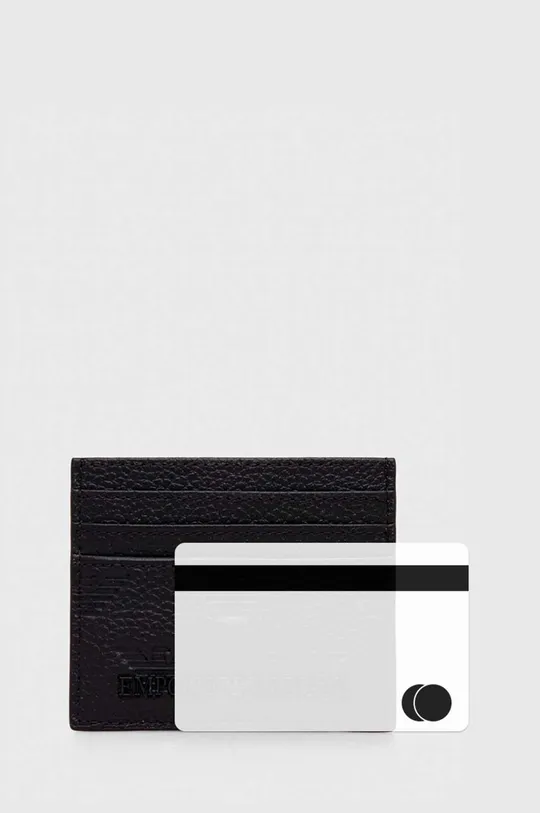 чорний Шкіряний чохол на банківські карти Emporio Armani