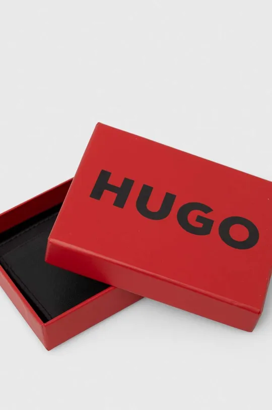 črna Usnjen etui za kartice HUGO