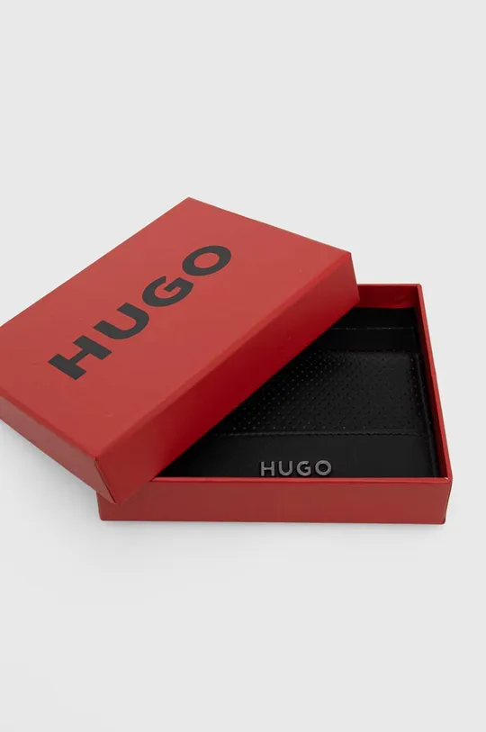 чорний Шкіряний чохол на банківські карти HUGO