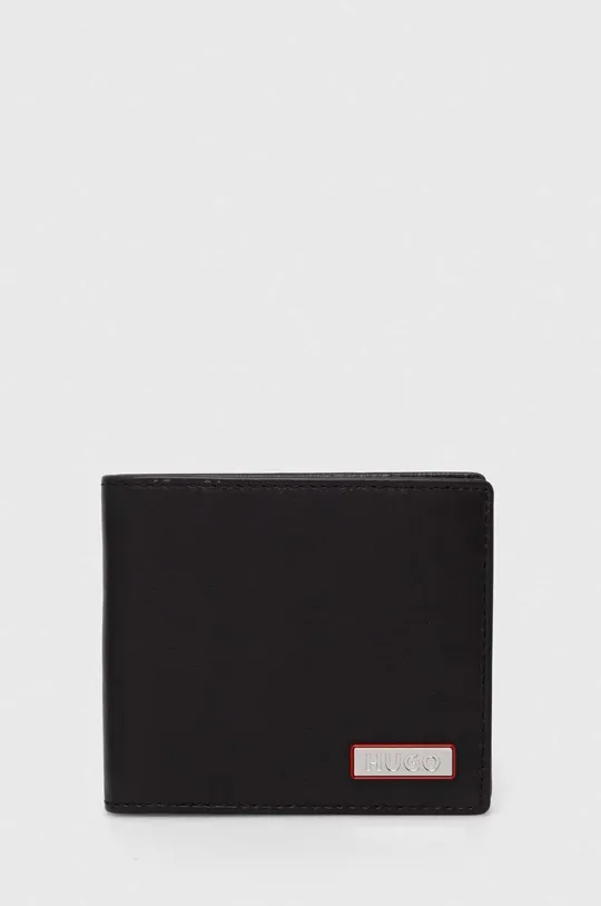 HUGO bőr pénztárca és kártyatartó fekete