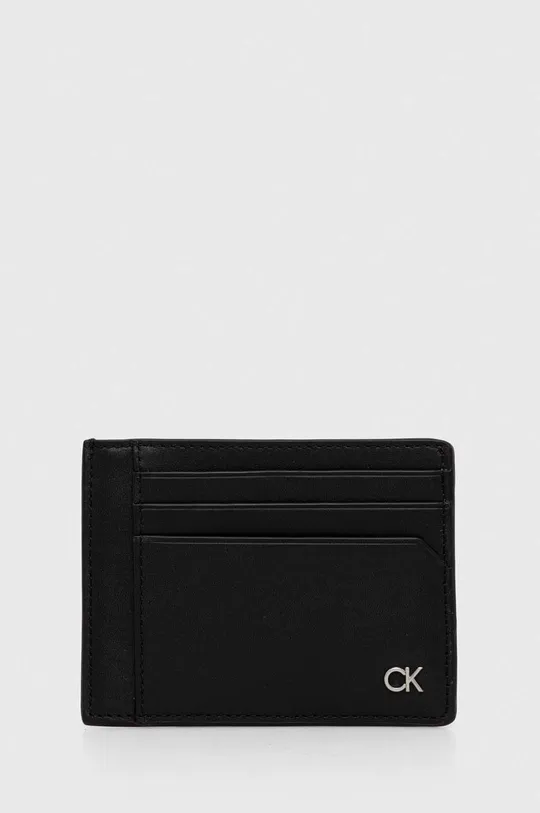 czarny Calvin Klein etui na karty skórzane Męski