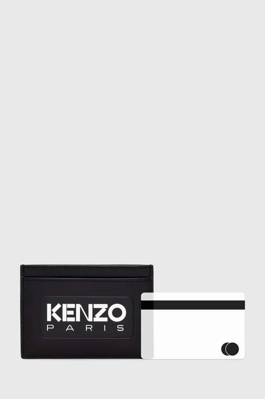 черен Кожен калъф за карти Kenzo