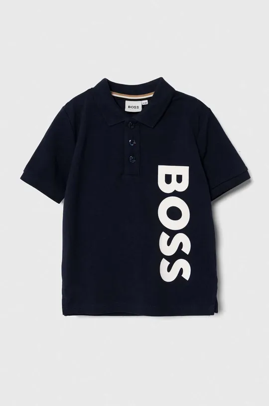 σκούρο μπλε Παιδικά βαμβακερά μπλουζάκια πόλο BOSS Για αγόρια