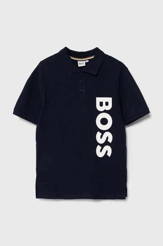 σκούρο μπλε Παιδικά βαμβακερά μπλουζάκια πόλο BOSS Για αγόρια