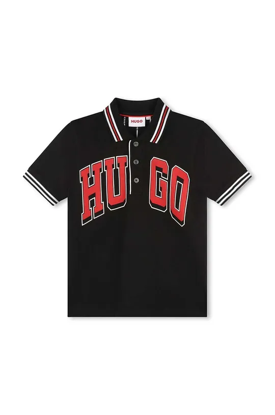 Παιδικό πουκάμισο πόλο HUGO μαύρο