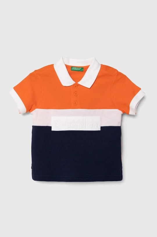 oranžová Detská bavlenná polokošeľa United Colors of Benetton Chlapčenský