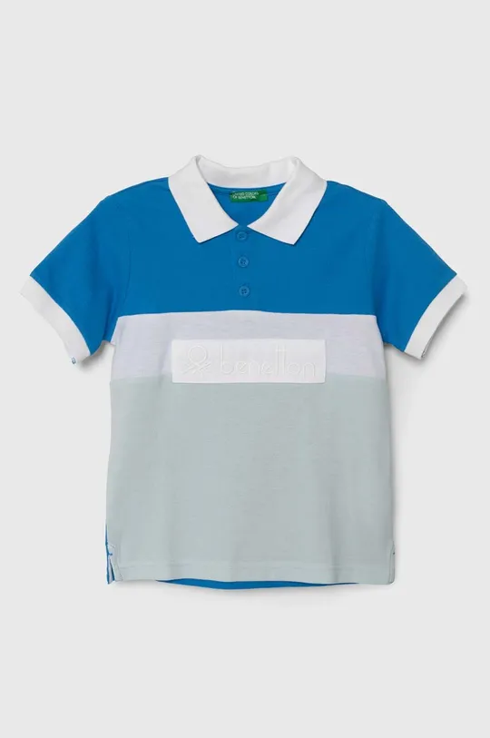 блакитний Дитяче бавовняне поло United Colors of Benetton Для хлопчиків