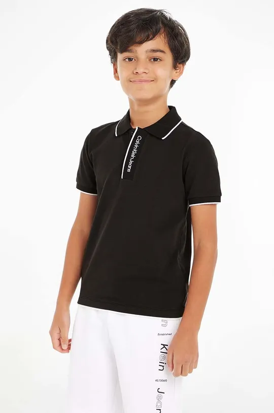 crna Dječja polo majica Calvin Klein Jeans Za dječake
