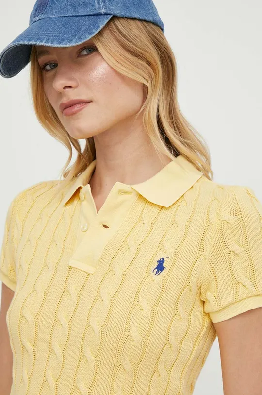 žltá Bavlnené polo tričko Polo Ralph Lauren Dámsky