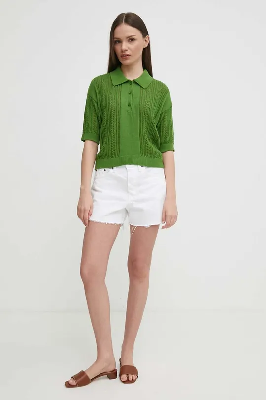 Pamučni pulover United Colors of Benetton zelena