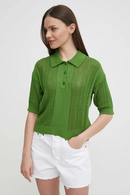 зелёный Хлопковый свитер United Colors of Benetton