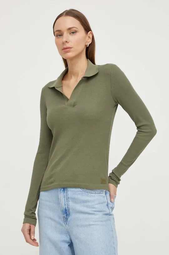 πράσινο Βαμβακερή μπλούζα με μακριά μανίκια G-Star Raw Γυναικεία