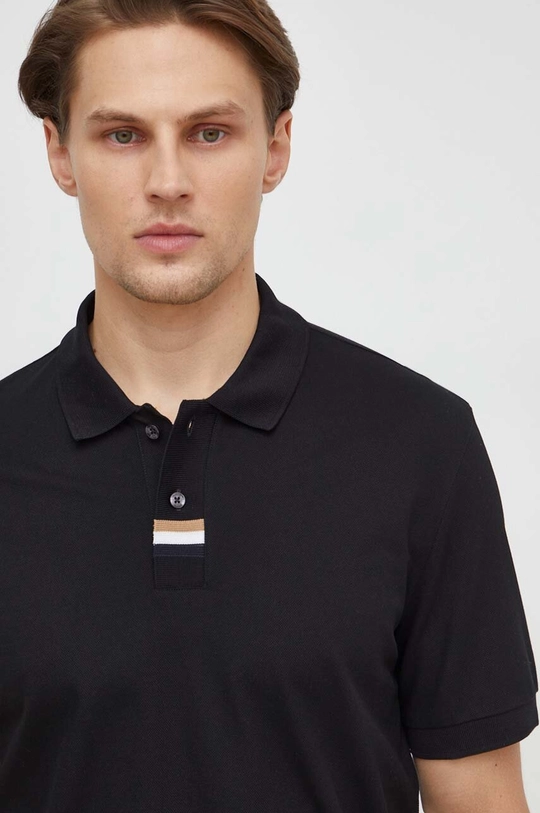 czarny BOSS polo bawełniane