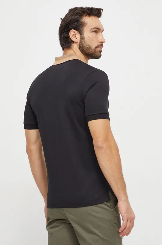 Βαμβακερό μπλουζάκι πόλο BOSS μαύρο