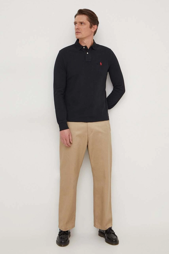 Polo Ralph Lauren top a maniche lunghe in cotone nero