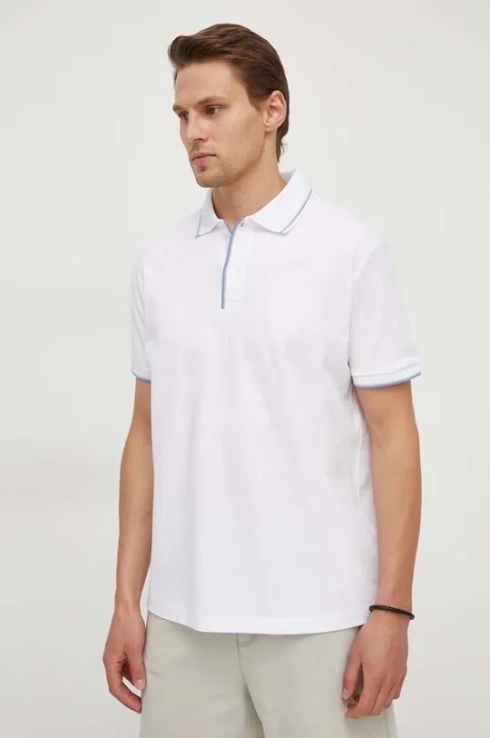 λευκό Βαμβακερό μπλουζάκι πόλο Paul&Shark Ανδρικά
