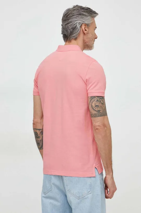 Βαμβακερό μπλουζάκι πόλο Tommy Jeans ροζ