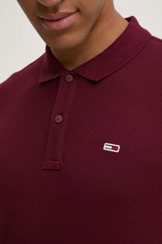 Bavlněné polo tričko Tommy Jeans DM0DM18312 burgundské