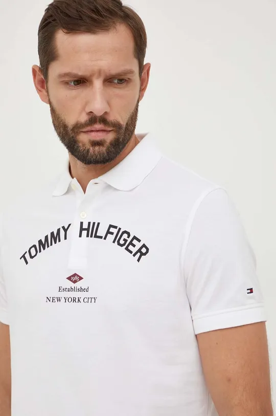 Pamučna polo majica Tommy Hilfiger bijela
