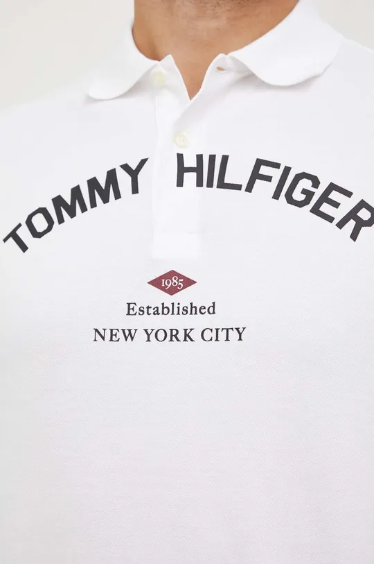 biela Bavlnené polo tričko Tommy Hilfiger