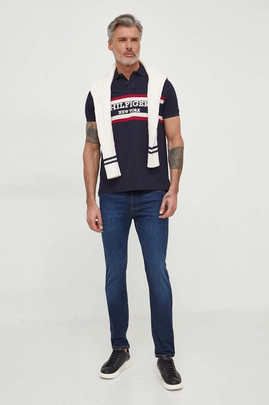 Tommy Hilfiger polo bawełniane granatowy