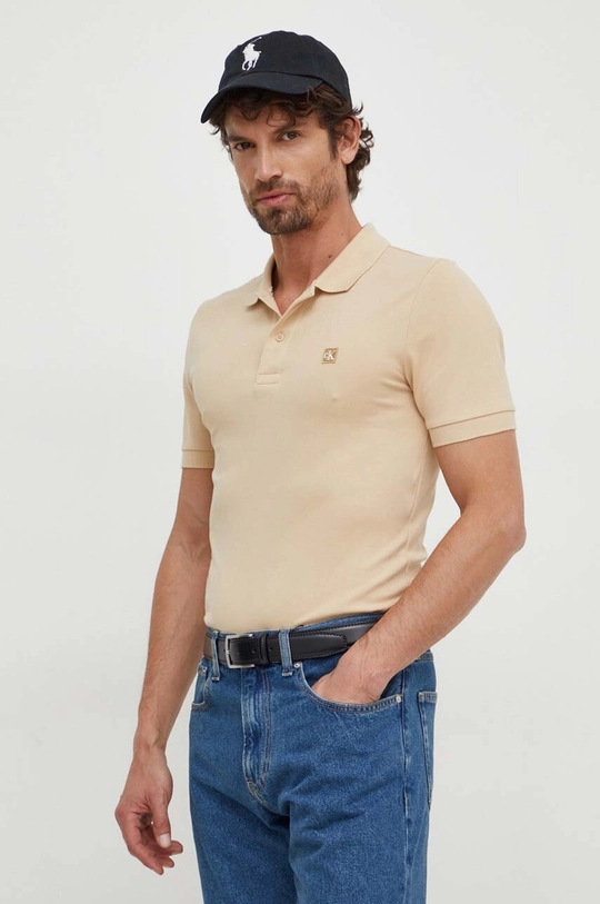 beżowy Calvin Klein Jeans polo Męski