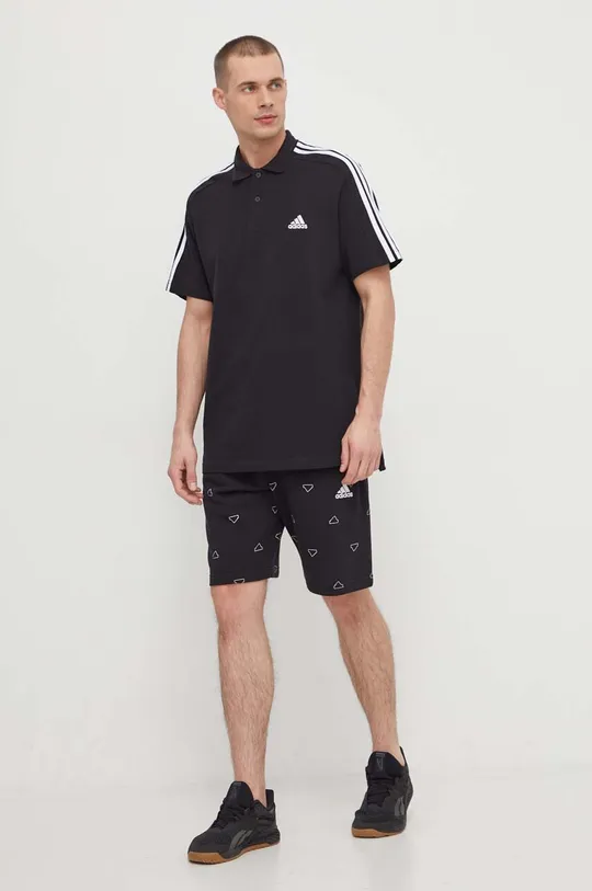 Bavlnené polo tričko adidas čierna