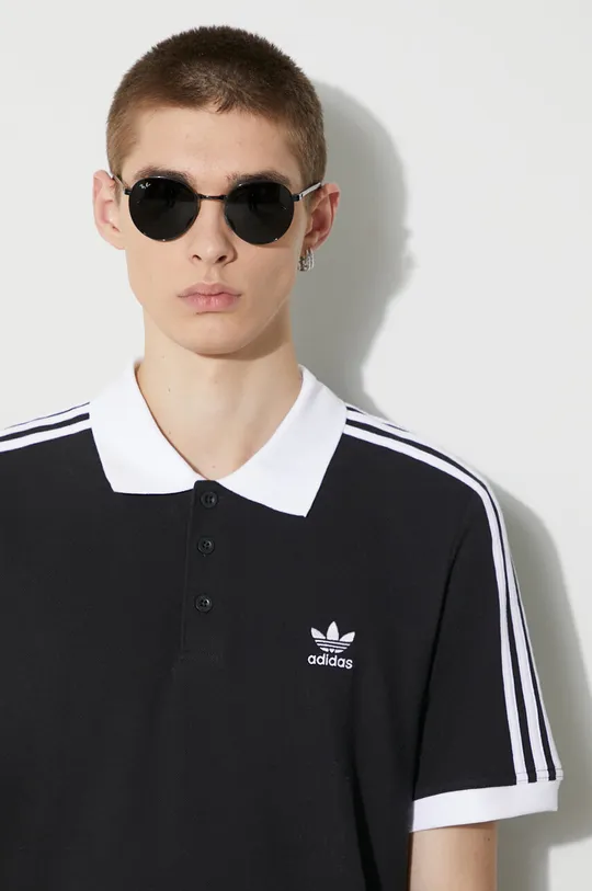 black adidas Originals cotton polo shirt Adicolor Classics 3-Stripes Men’s