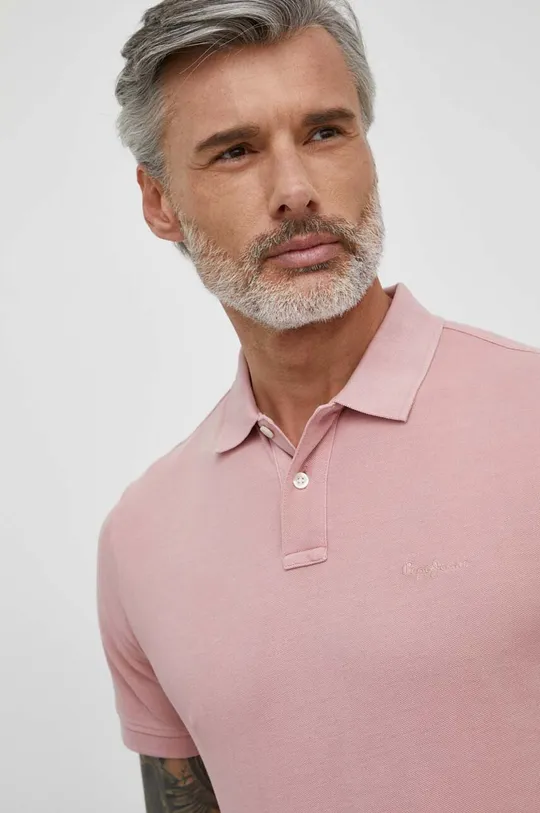 ροζ Βαμβακερό μπλουζάκι πόλο Pepe Jeans NEW OLIVER GD