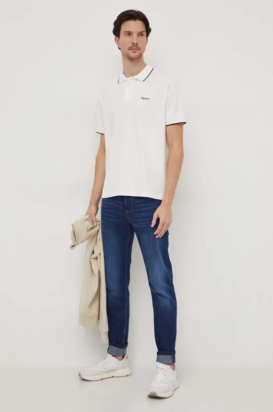 Βαμβακερό μπλουζάκι πόλο Pepe Jeans Hans HANS μπεζ