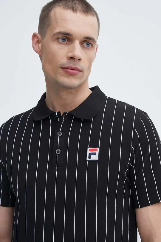 μαύρο Βαμβακερό μπλουζάκι πόλο Fila Luckenwalde