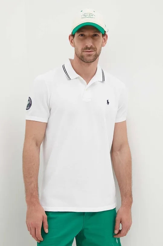 λευκό Βαμβακερό μπλουζάκι πόλο Polo Ralph Lauren Ανδρικά