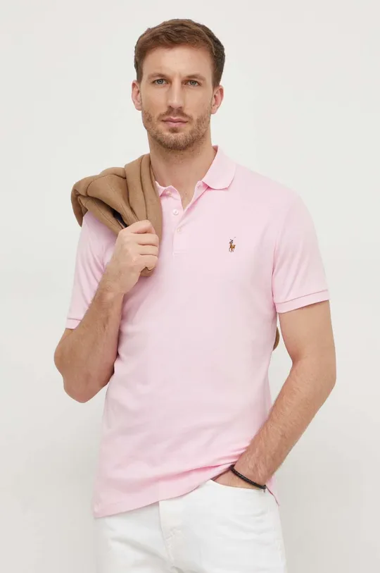 rózsaszín Polo Ralph Lauren pamut póló Férfi