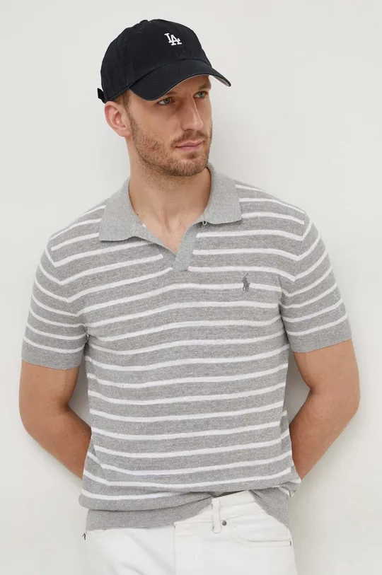 siva Polo majica s dodatkom lana Polo Ralph Lauren Muški