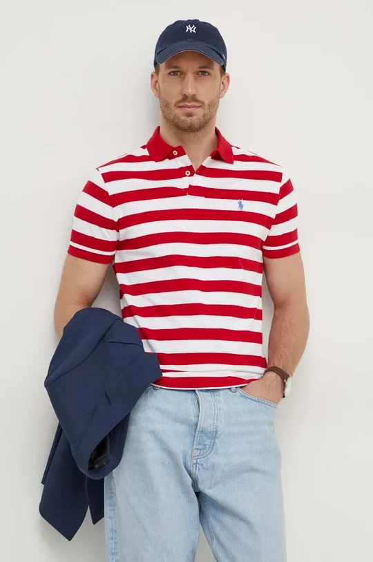 crvena Pamučna polo majica Polo Ralph Lauren Muški