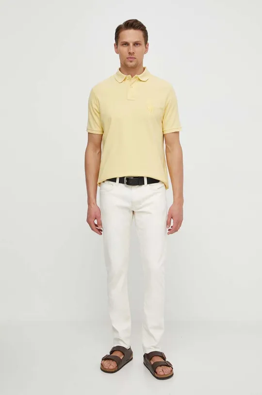 Βαμβακερό μπλουζάκι πόλο Polo Ralph Lauren κίτρινο