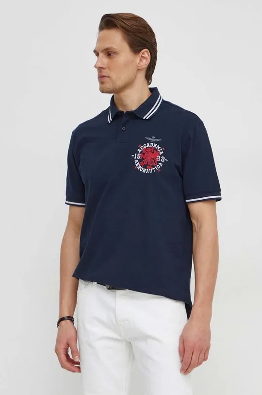 mornarsko plava Pamučna polo majica Aeronautica Militare Muški