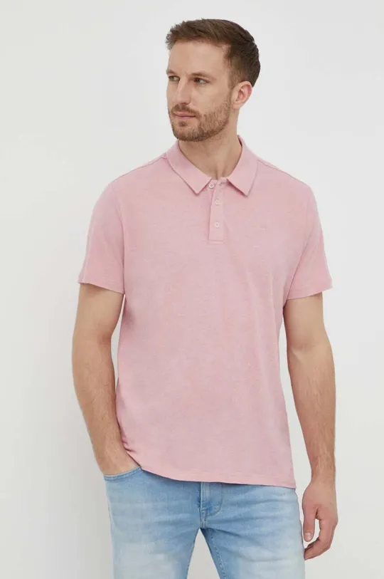 ružová Polo tričko s prímesou ľanu Pepe Jeans Pánsky