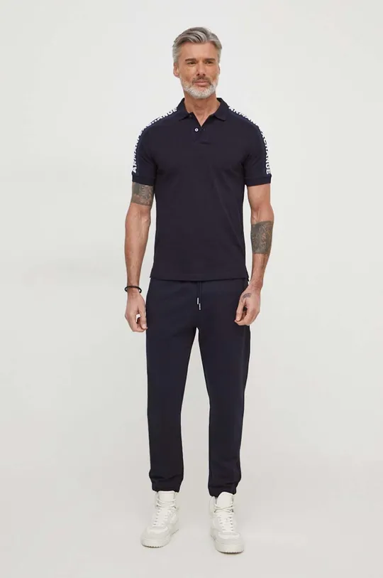 Βαμβακερό μπλουζάκι πόλο Armani Exchange σκούρο μπλε