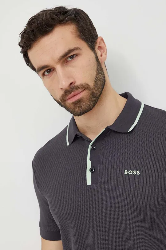 Βαμβακερό μπλουζάκι πόλο Boss Green 100% Βαμβάκι