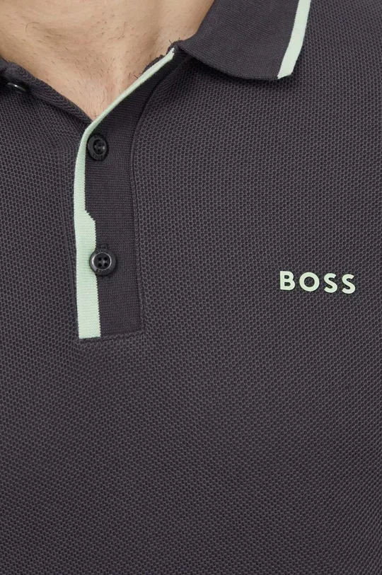 szürke Boss Green pamut póló