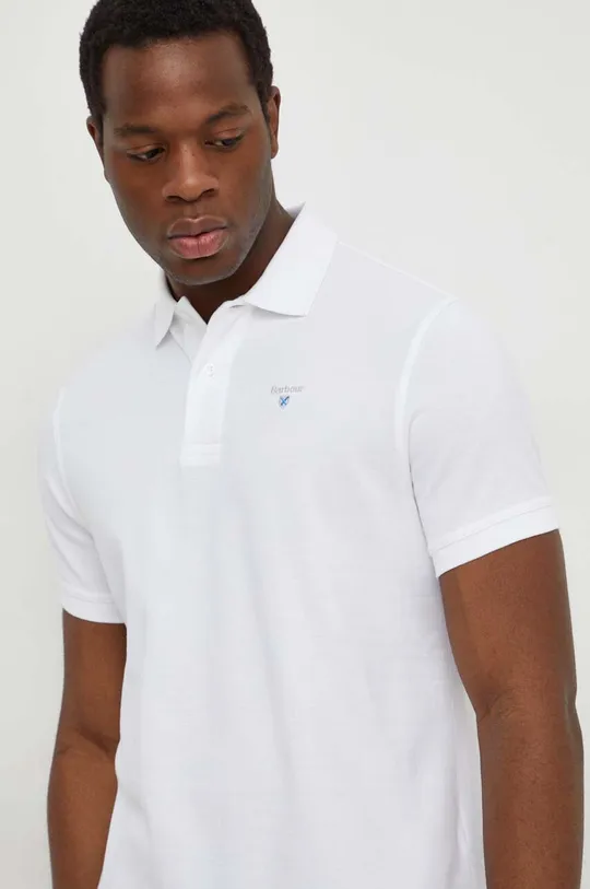 λευκό Βαμβακερό μπλουζάκι πόλο Barbour