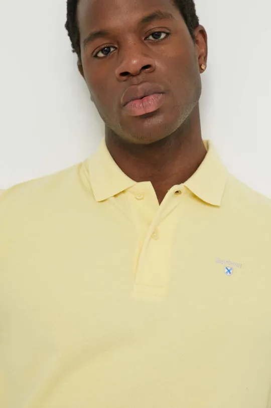κίτρινο Βαμβακερό μπλουζάκι πόλο Barbour