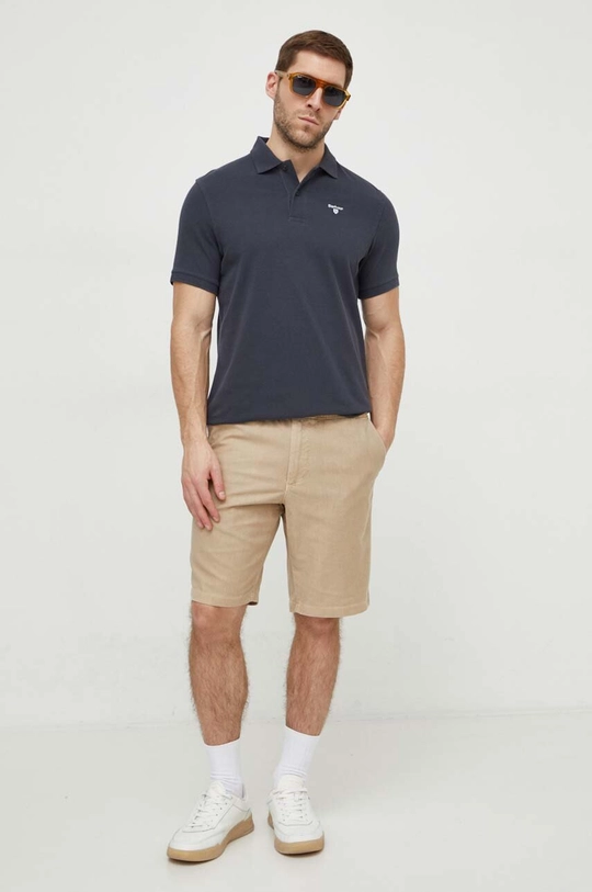 Barbour polo bawełniane granatowy