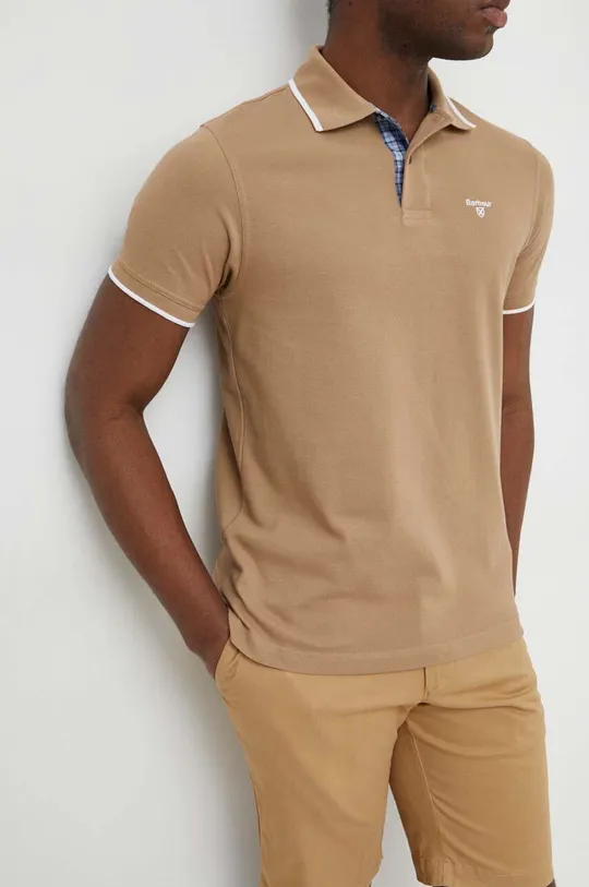 beige Barbour polo in cotone