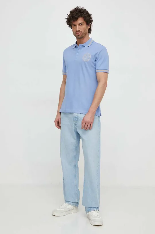 Bavlnené polo tričko Versace Jeans Couture modrá